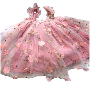 Pink Floral Tulle Dress 2t